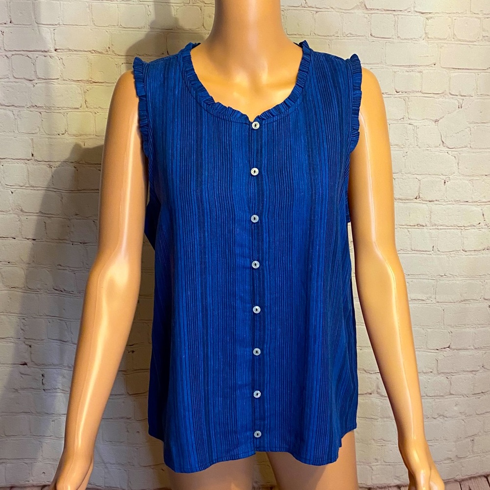 Universal Threads black & blue stripe button down top size small boho